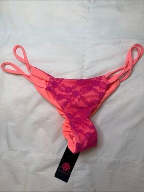 Doll Swimwear Tahiti Reversible Salmon/Fuchsia Micro Scrunch Bikini Bottom